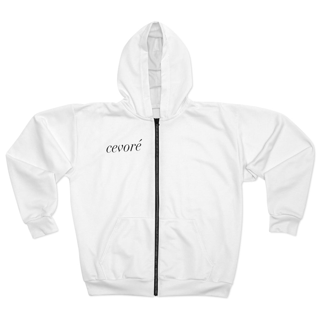 Zip Hoodie — 'cevoré' Statue Graphic Full-Print Zip-Up