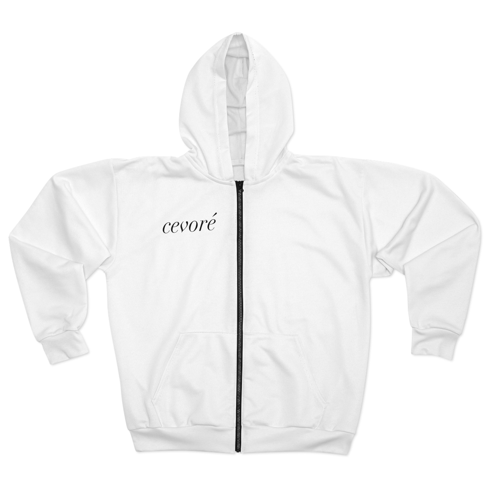 Zip Hoodie — 'cevoré' Statue Graphic Full-Print Zip-Up